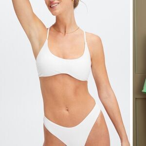 2 piece set Fabletics Size Medium white swimsuit bikini high waisted NWT bridal